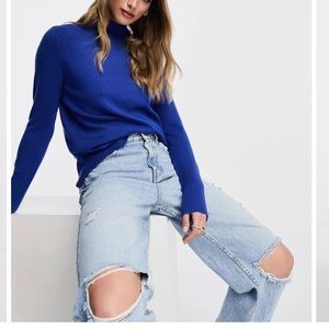 Lands End Vintage 100% Cashmere Cobalt Blue Turtleneck Sweater EUC sz 2X